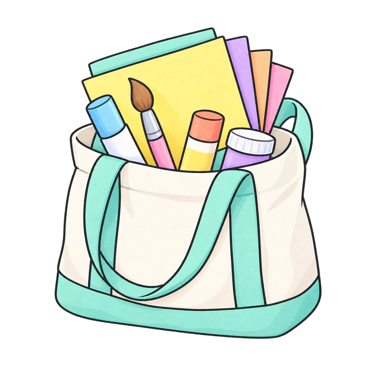 Art kit tote bag full of supplies