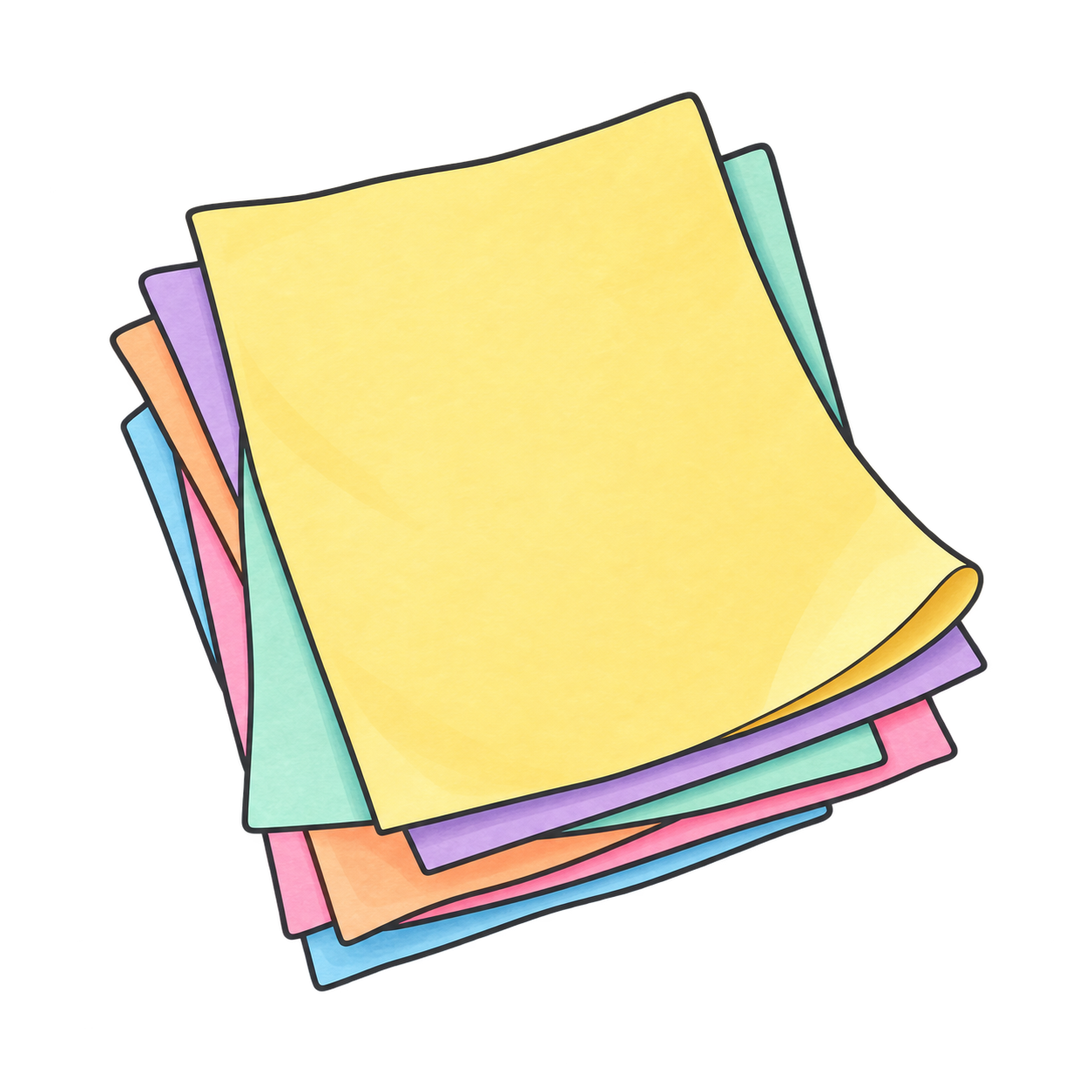 Stack of colourful paper